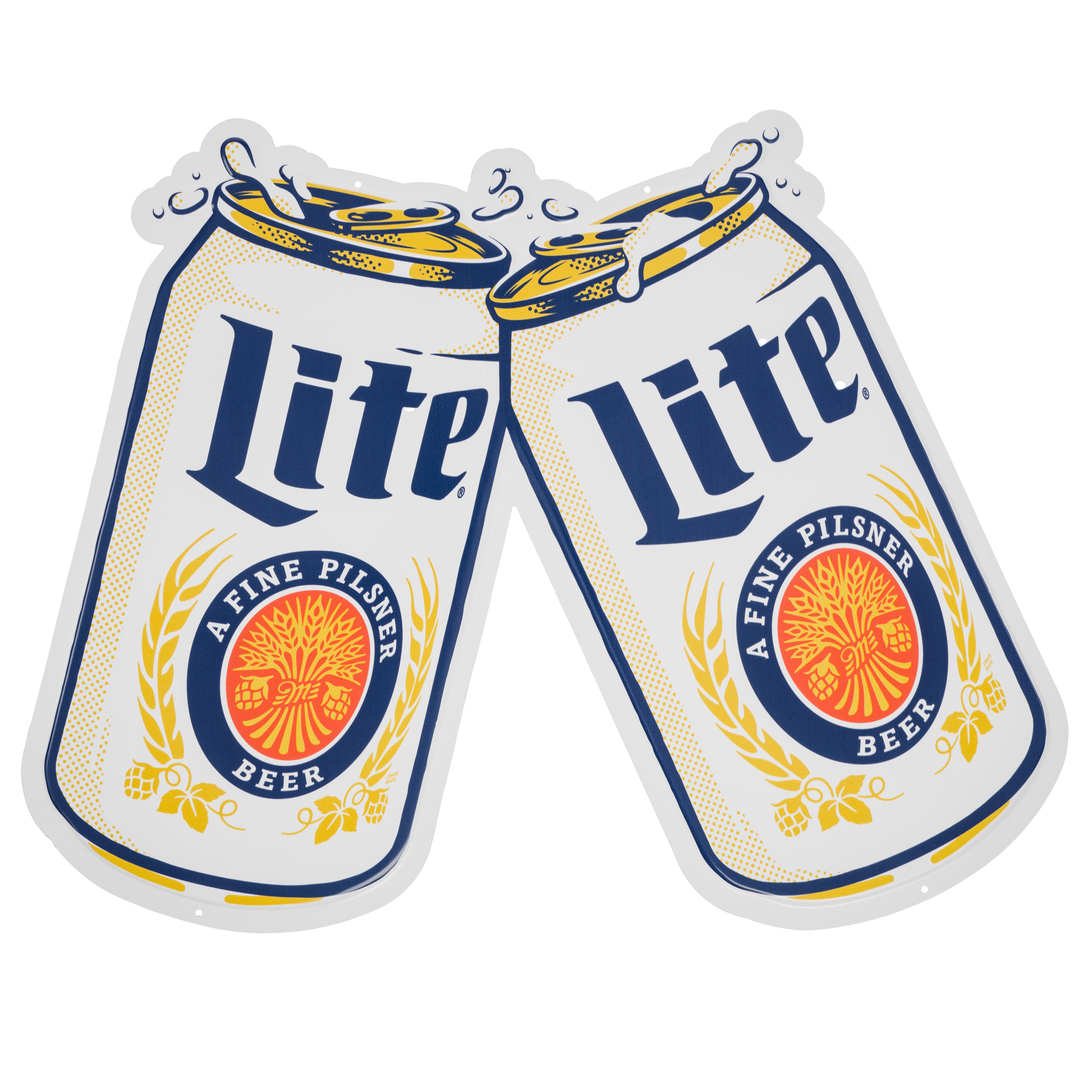 LITE CHEERSING CANS CUTOUT METAL SIGN Miller Lite Shop LITE CHEERSING CANS CUTOUT METAL SIGN Miller Lite Shop
