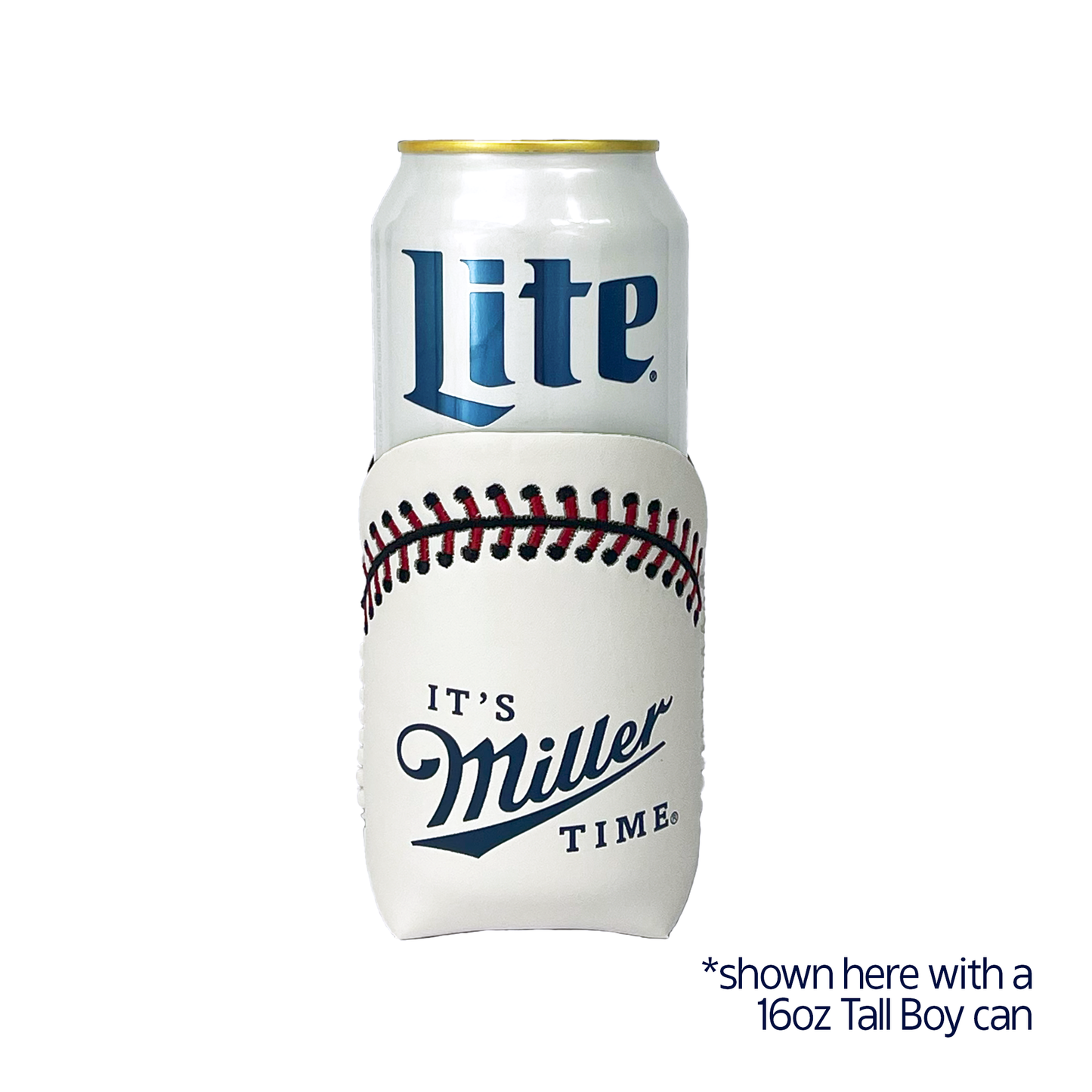 IT'S MILLER TIME LEATHER BASEBALL CAN WRAP
