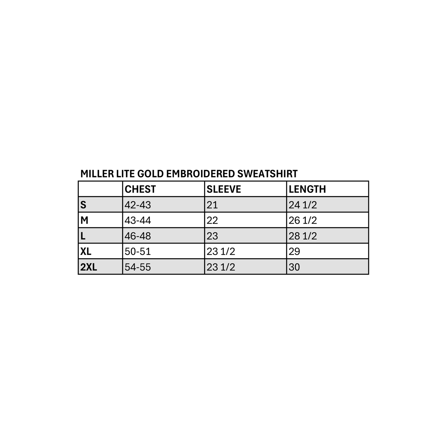 MILLER LITE GOLD EMBROIDERED SWEATSHIRT