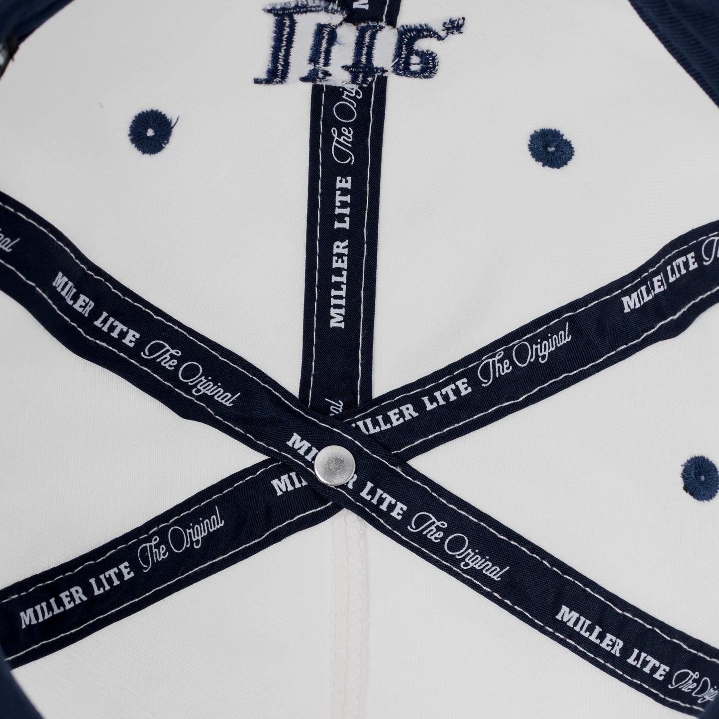 MILLER LITE WHITE CREST HAT WITH NAVY BRIM