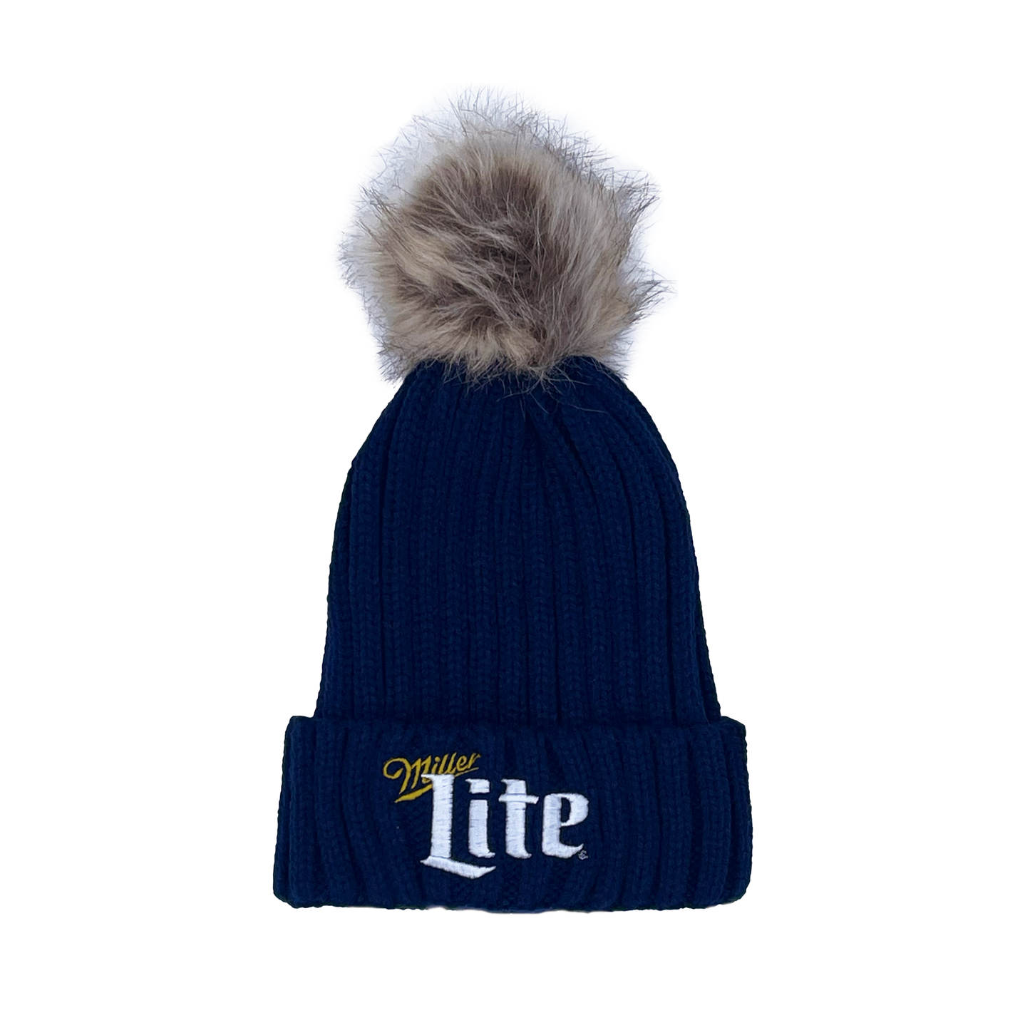 MILLER LITE FAUX FUR POM BEANIE