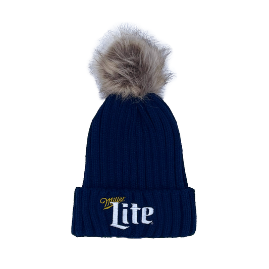 MILLER LITE FAUX FUR POM BEANIE