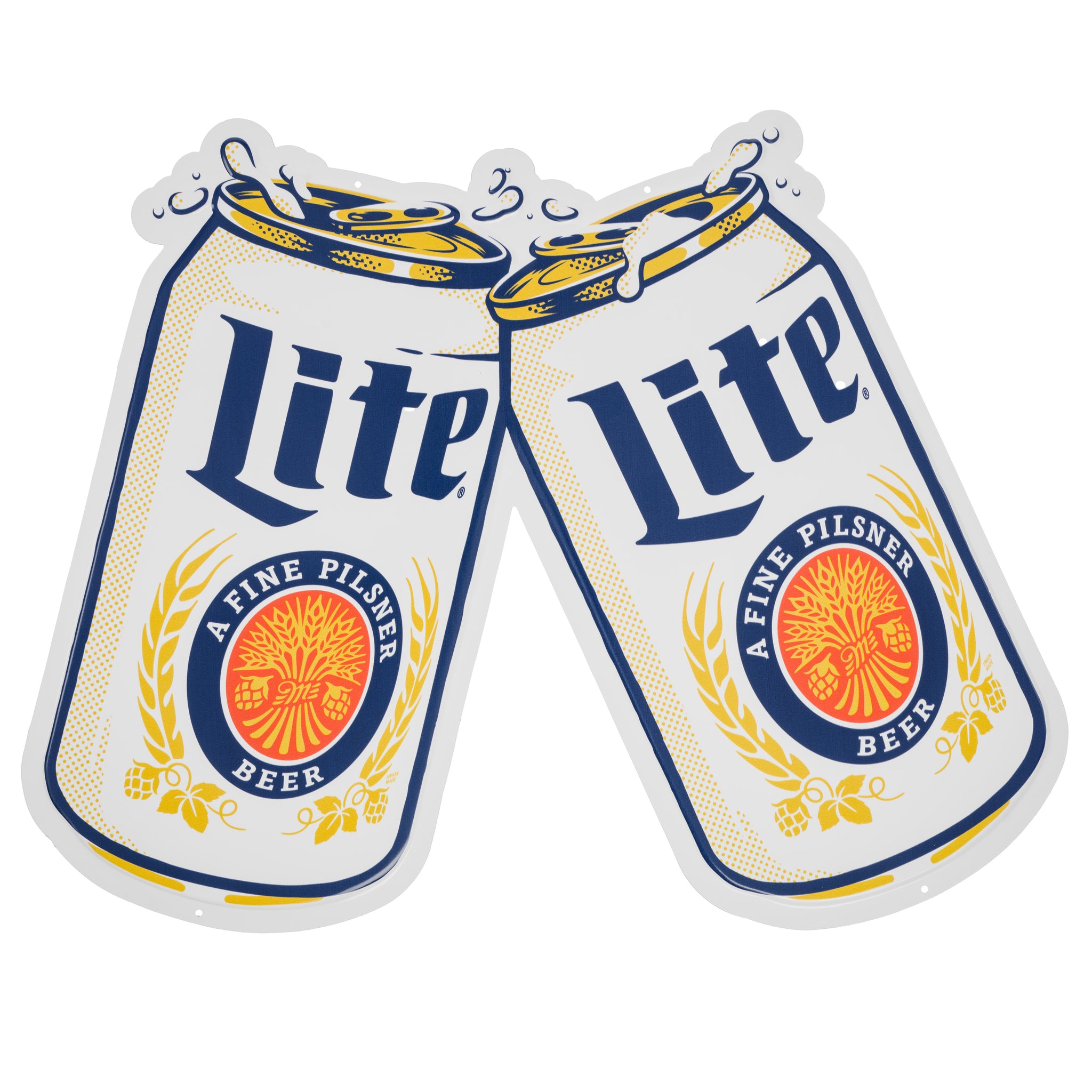 LITE CHEERSING CANS CUTOUT METAL SIGN