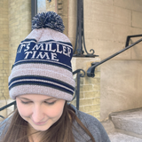 IT'S MILLER TIME STRIPED POM BEANIE