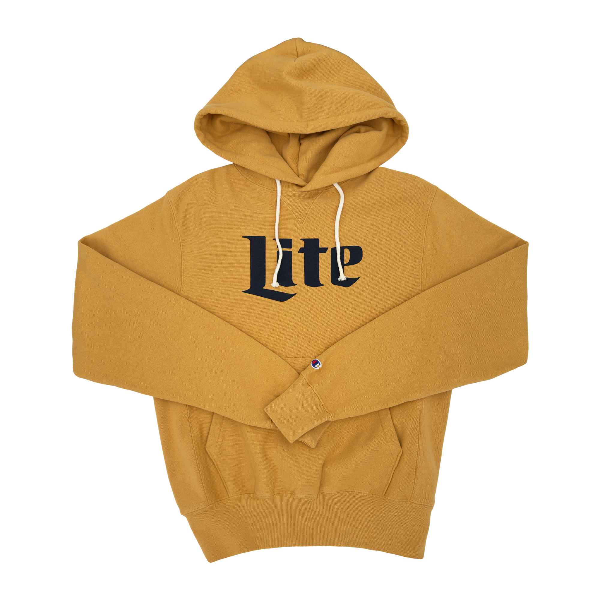Champion gold logo hoodie sales