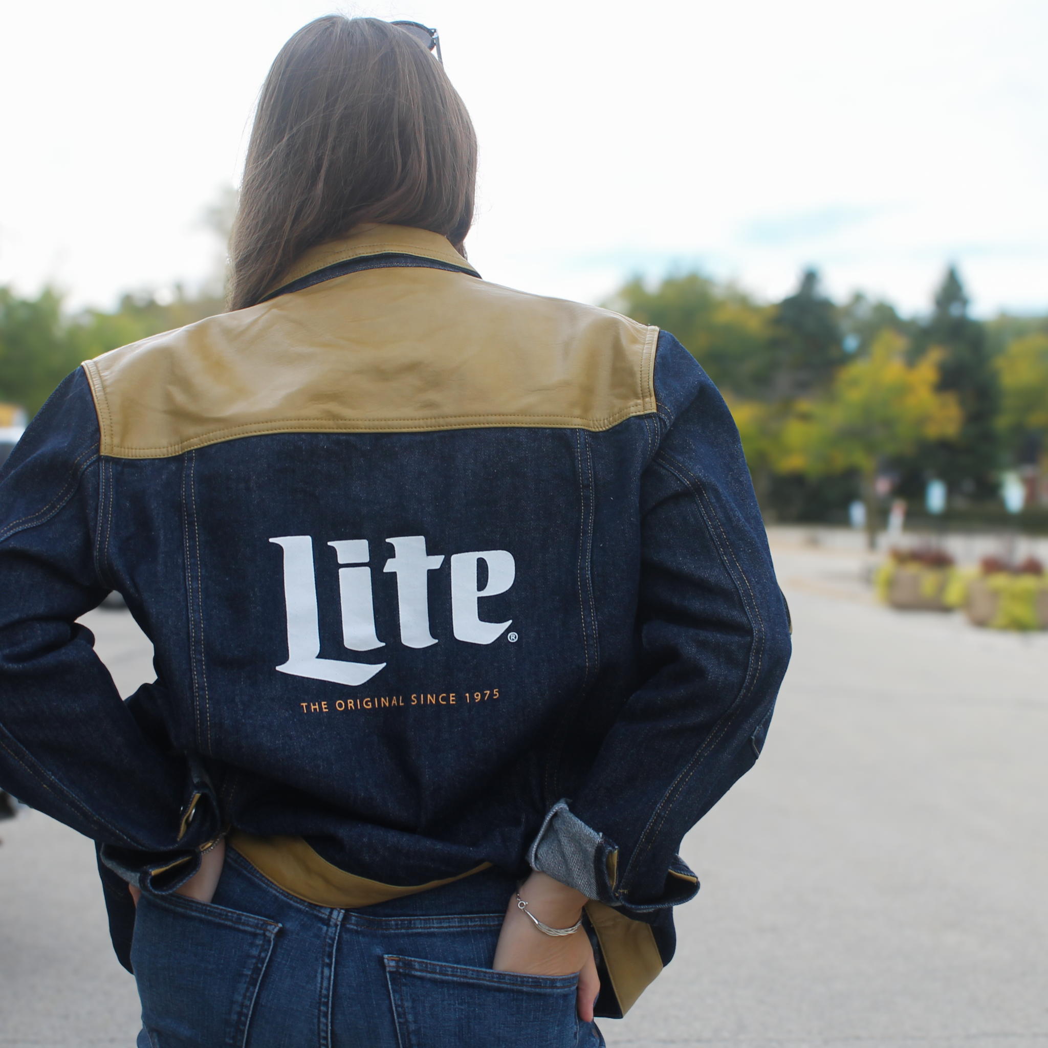 MILLER LITE DENIM & LEATHER JACKET