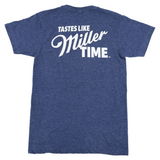 TASTES LIKE MILLER TIME HEATHER NAVY TEE