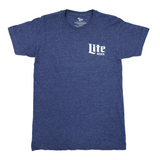 TASTES LIKE MILLER TIME HEATHER NAVY TEE