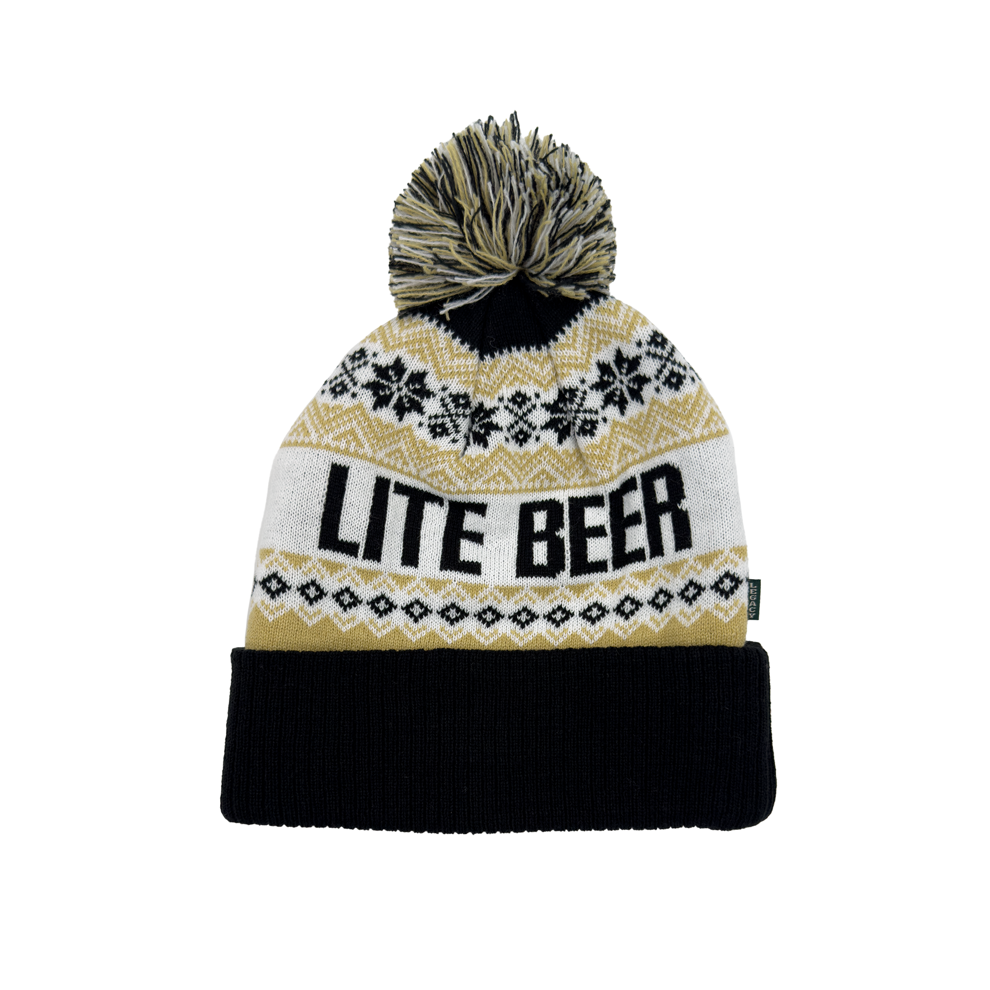 LITE BEER LEATHER PATCH POM BEANIE