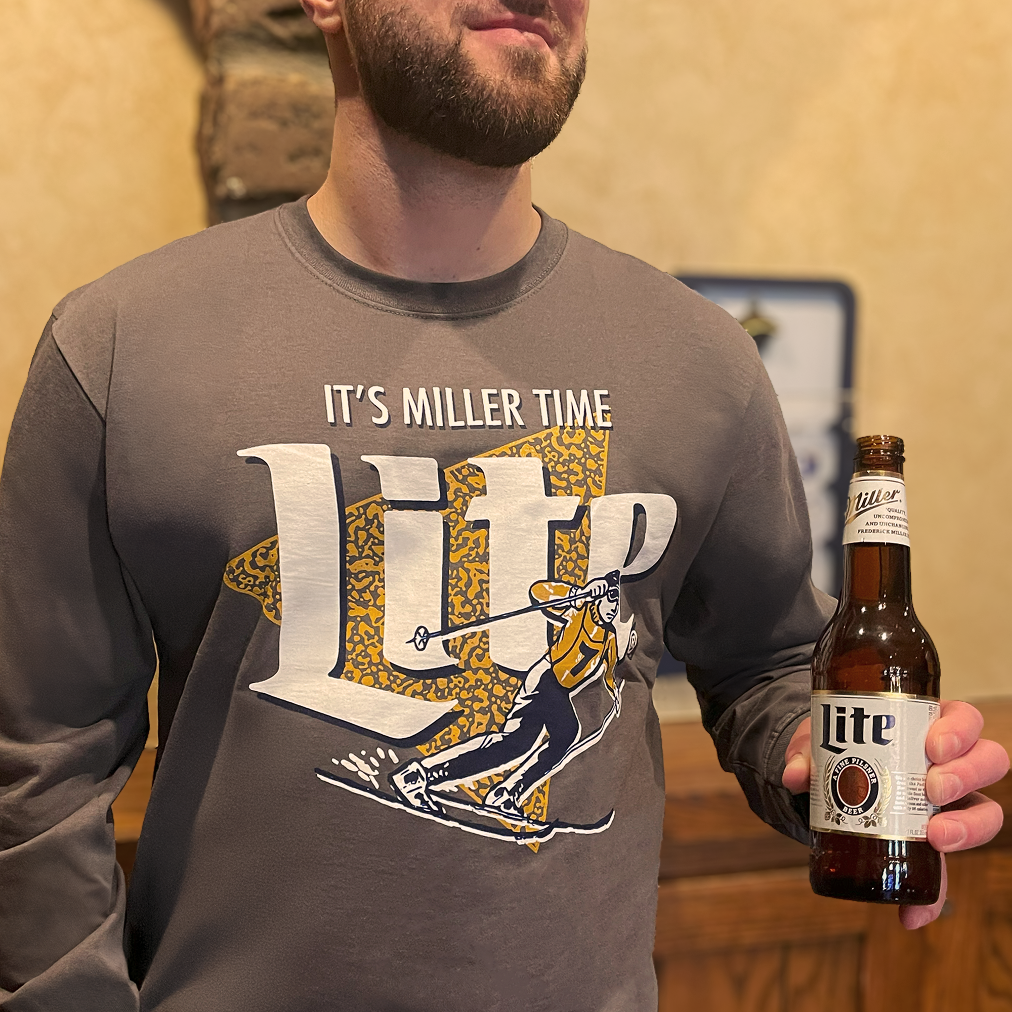 MILLER LITE RETRO SKIING LONG SLEEVE TEE