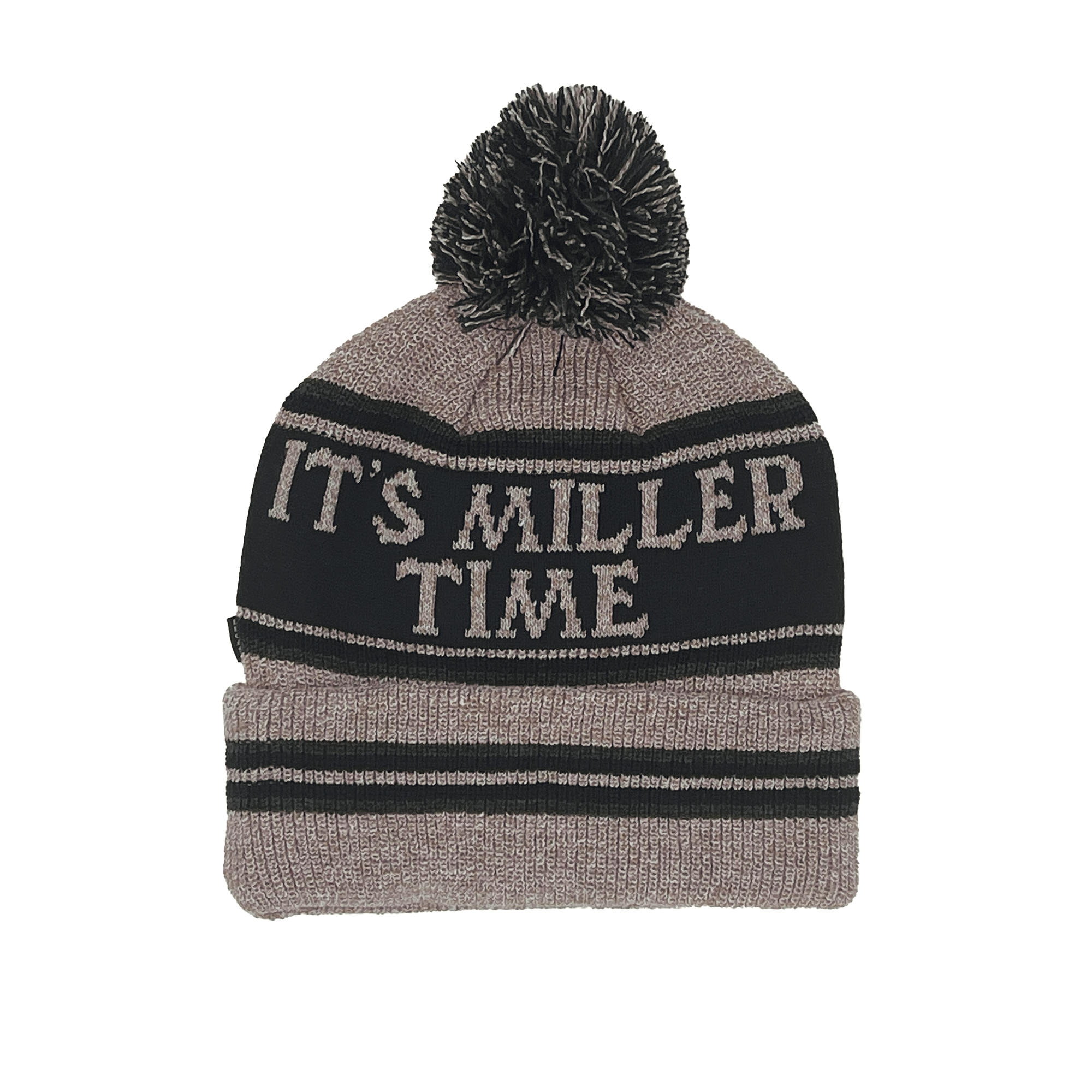 IT'S MILLER TIME STRIPED POM BEANIE